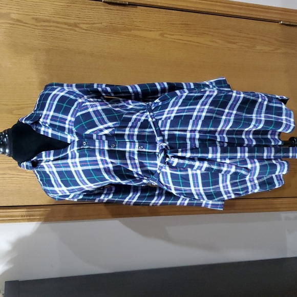 Gap X Pendleton Blue Plaid Shirt Dress - Picture 1 of 8